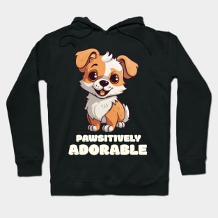 Pawsitively Adorable" T-Shirt - Cute Cartoon Puppy Design Hoodie